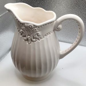 NWOT Beautiful Large Pitcher cream colored Ceramic Pitcher - 8” inches T…